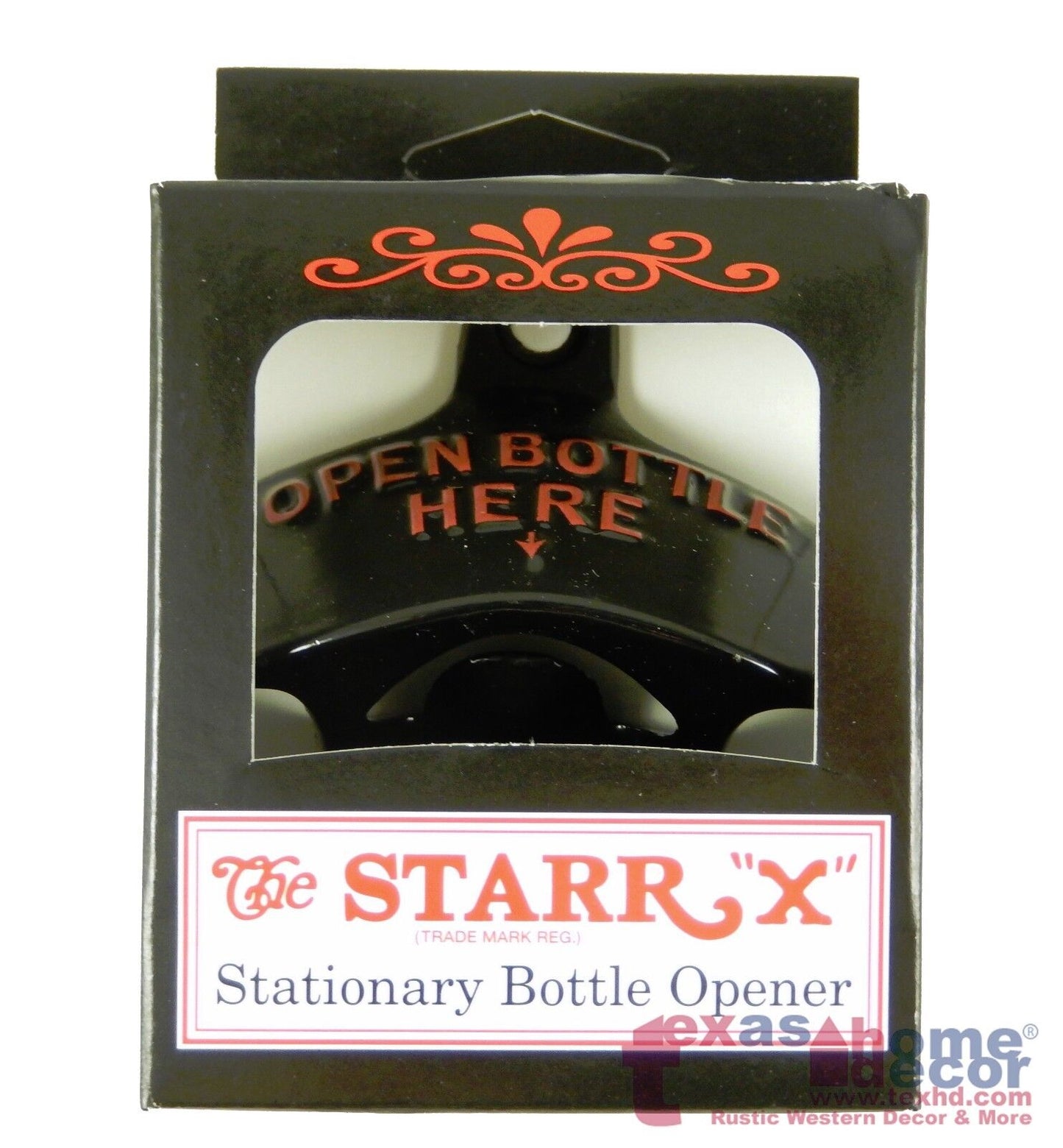 Black Starr X Open Bottle Here Wall Mounted Stationary Bottle Opener w/ SCREWS