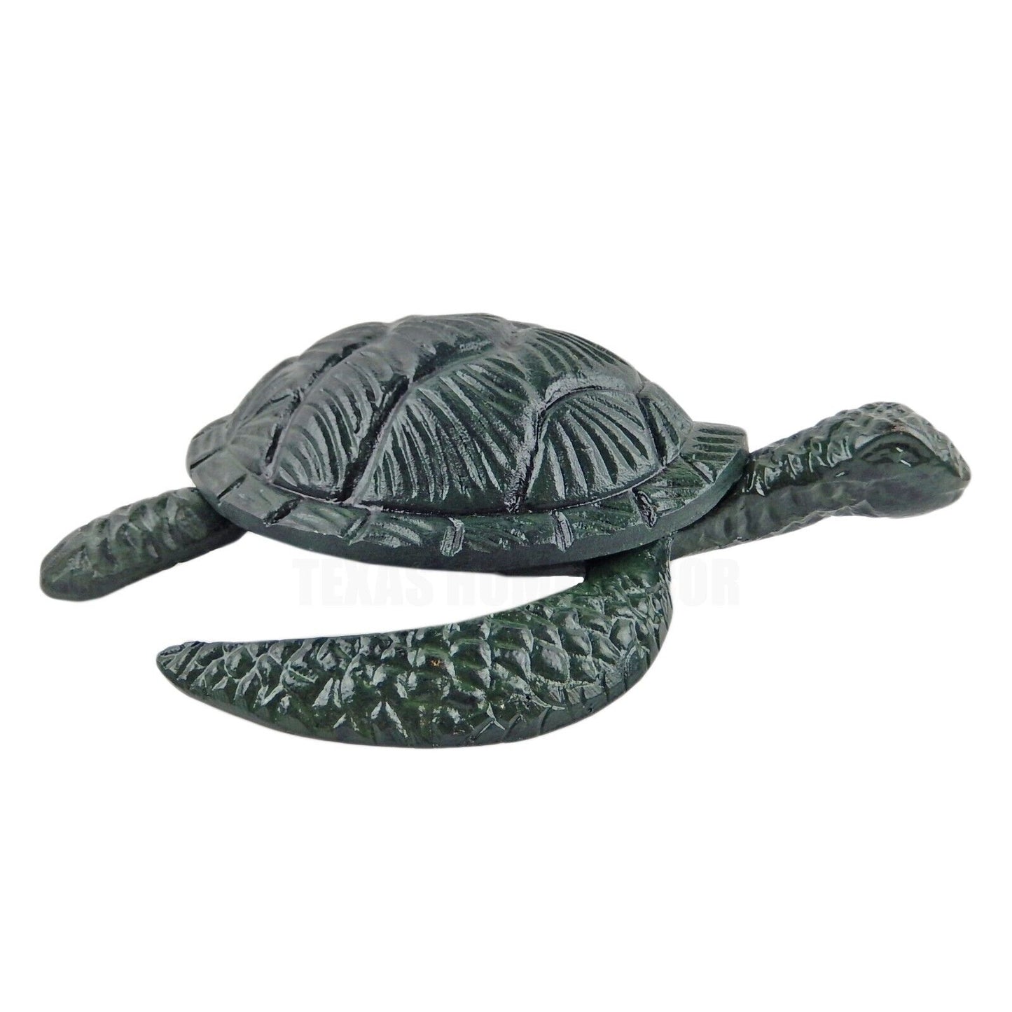 Sea Turtle Garden Figurine Statue Aluminum Nautical Beach House Decor Dark Green