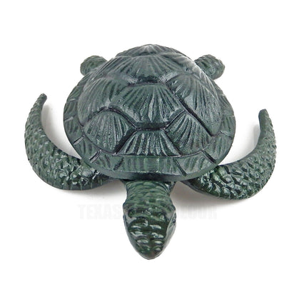 Sea Turtle Garden Figurine Statue Aluminum Nautical Beach House Decor Dark Green