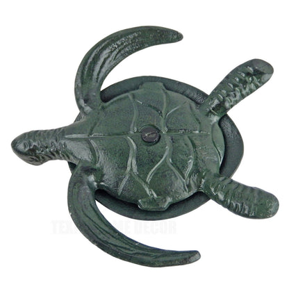 Sea Turtle Garden Figurine Statue Aluminum Nautical Beach House Decor Dark Green