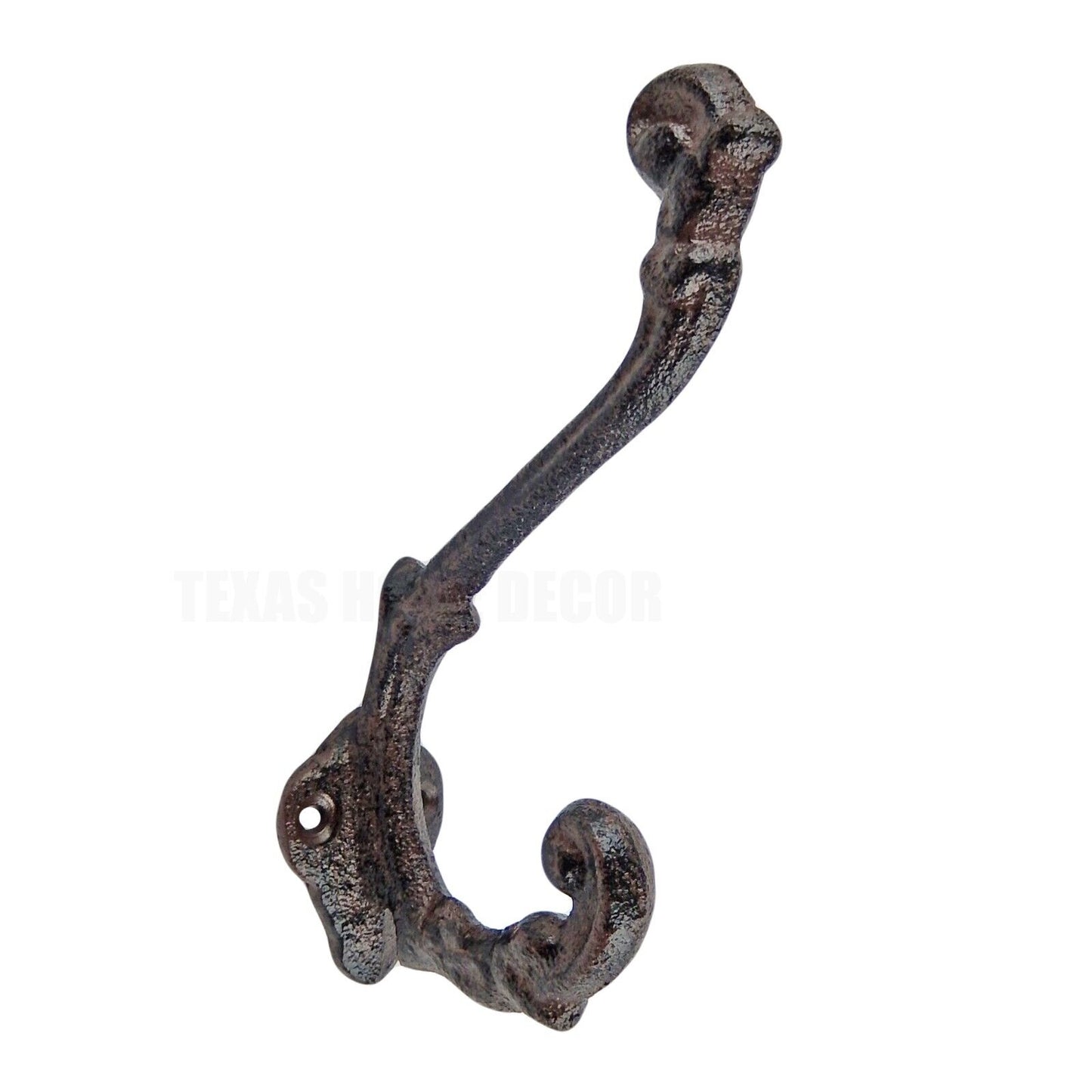 Vines Double Wall Hook Cast Iron Key Towel Coat Hanger Antique Brown 5.75 inch