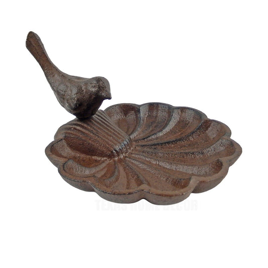 Bird Seashell Feeder Trinket Key Dish Soap Holder Ashtray Cast Iron Rustic Brown