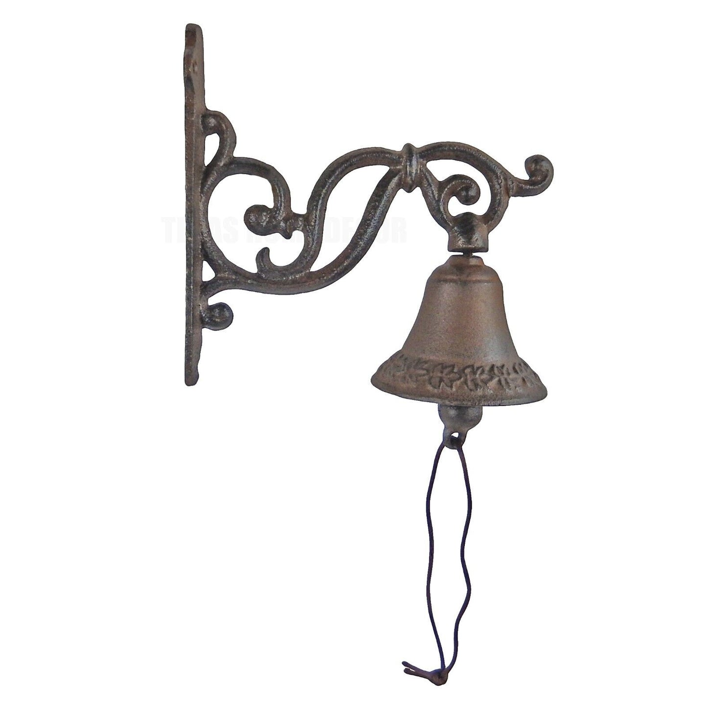 Small Vines Scrolls Dinner Bell Cast Iron Wall Mounted Rustic Antique Brown