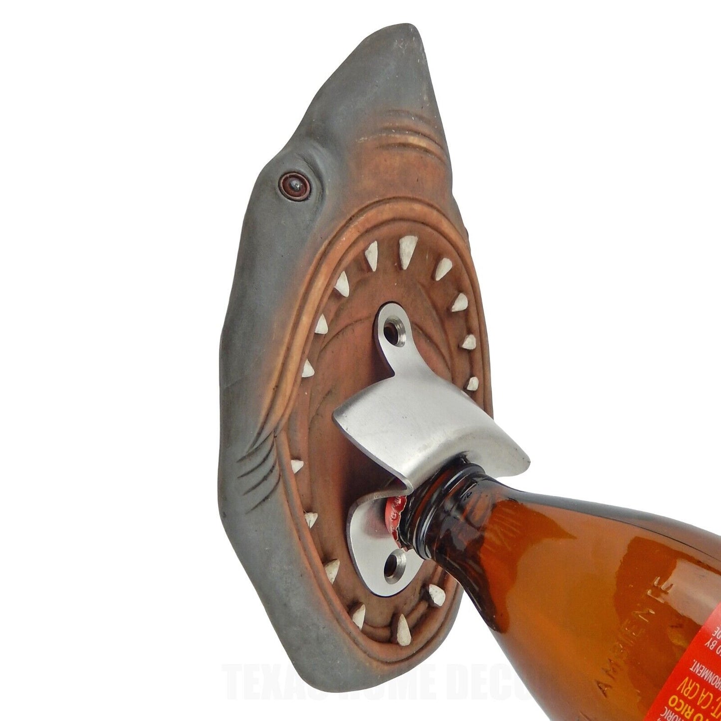 Attacking Shark Teeth Beer Bottle Opener Wall Mounted Beach House Nautical Decor