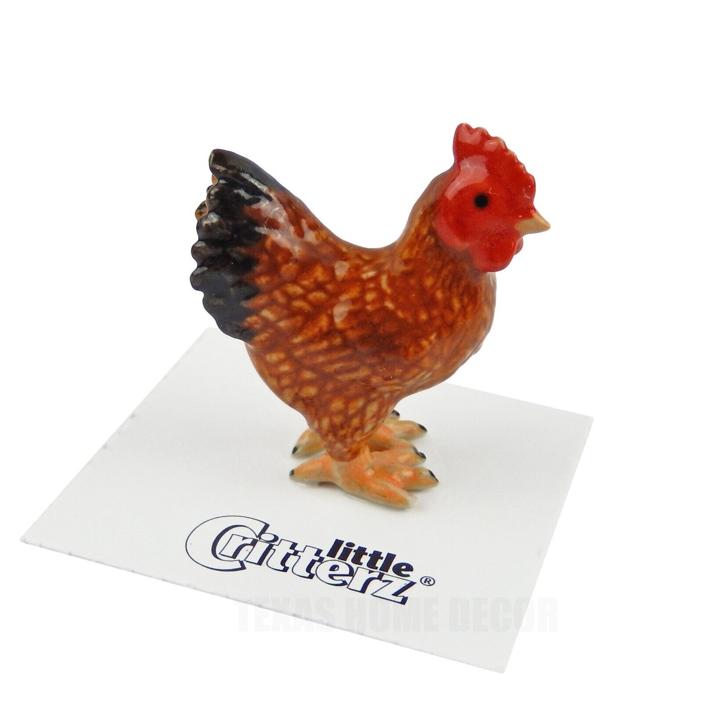 Little Critterz Miniature Collectors Red Hen Chicken "Toby" Porcelain Figurine