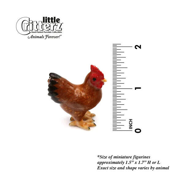 Little Critterz Miniature Collectors Red Hen Chicken "Toby" Porcelain Figurine