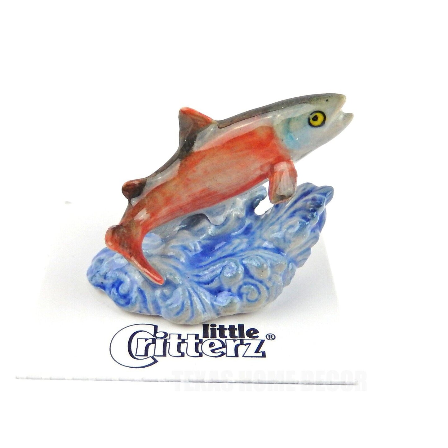 Little Critterz Miniature Collectors Red Salmon Jumping Leap Porcelain Figurine