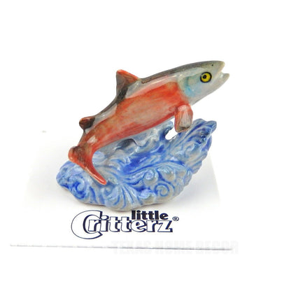 Little Critterz Miniature Collectors Red Salmon Jumping Leap Porcelain Figurine