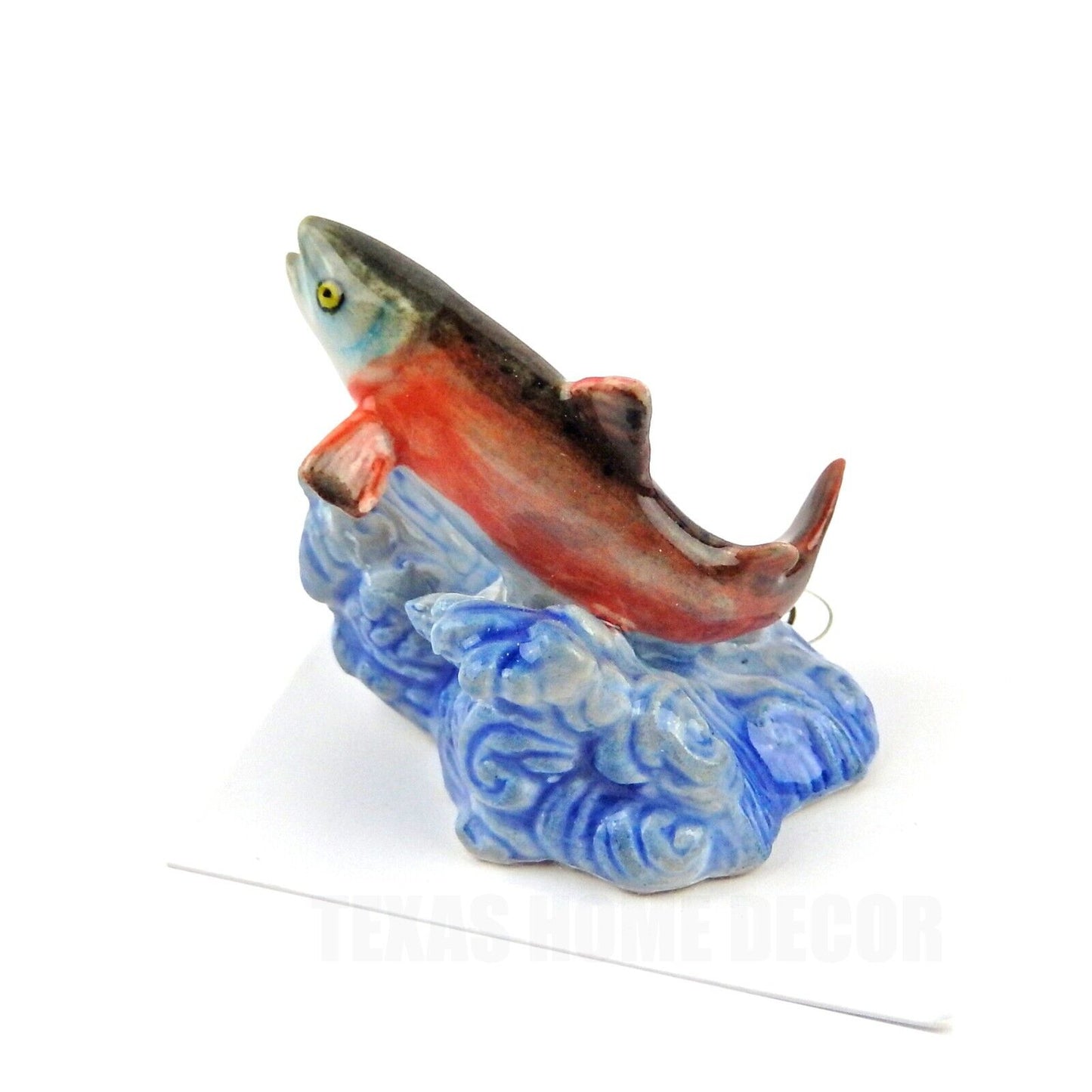 Little Critterz Miniature Collectors Red Salmon Jumping Leap Porcelain Figurine