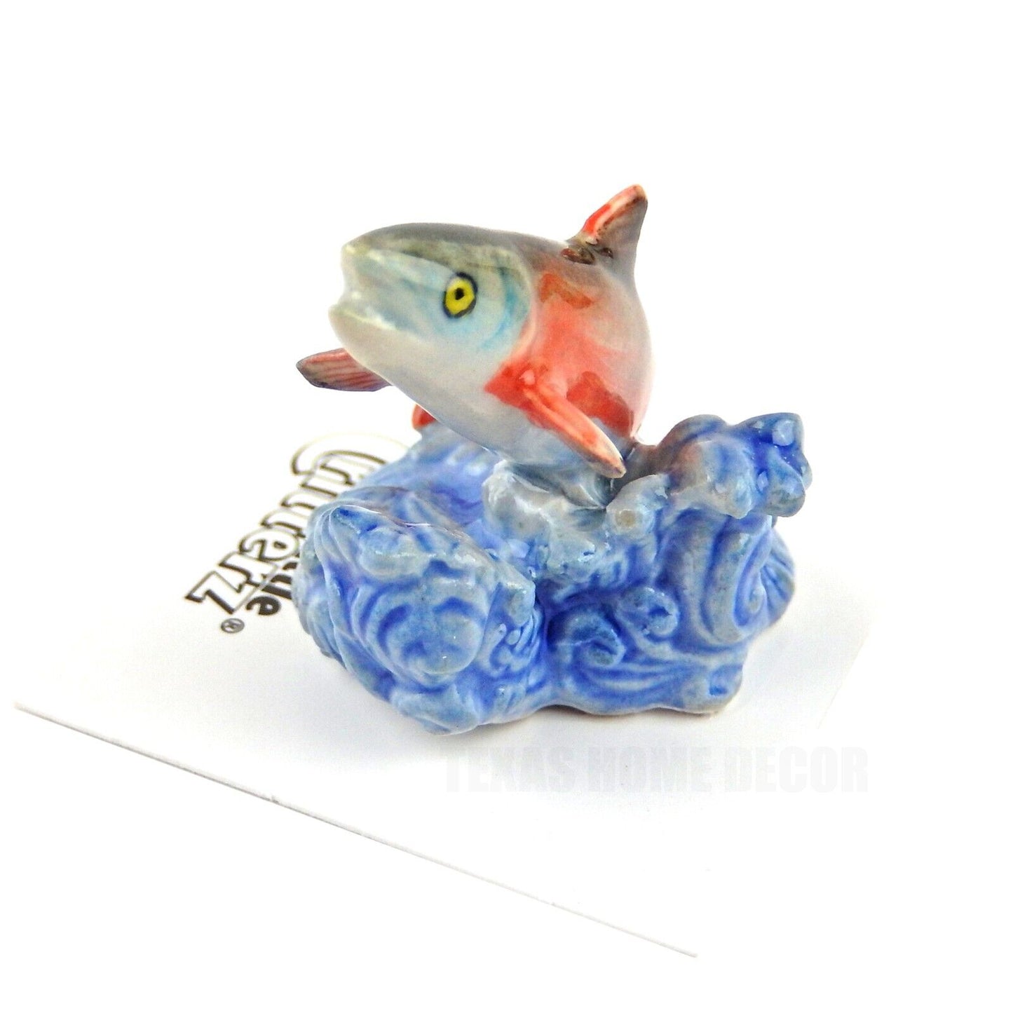 Little Critterz Miniature Collectors Red Salmon Jumping Leap Porcelain Figurine