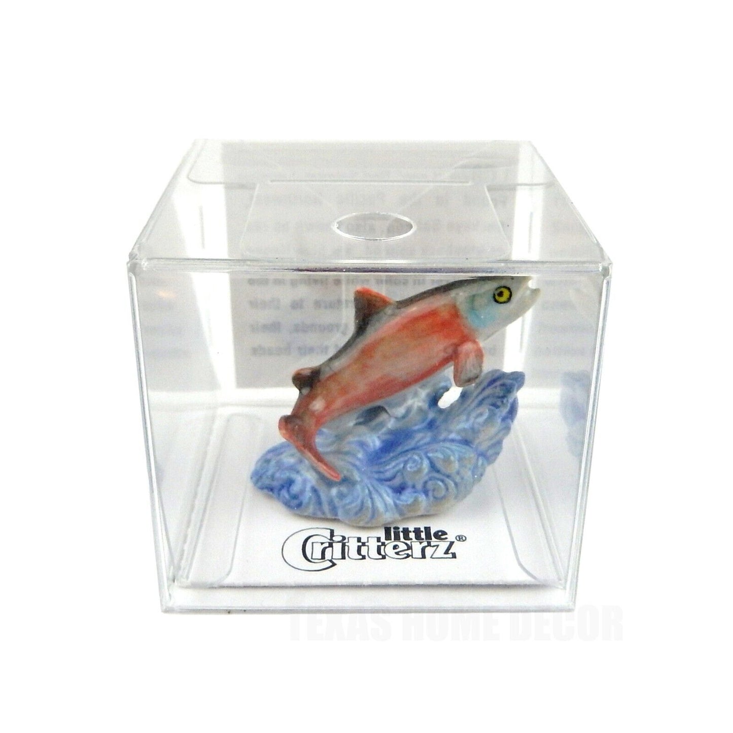 Little Critterz Miniature Collectors Red Salmon Jumping Leap Porcelain Figurine