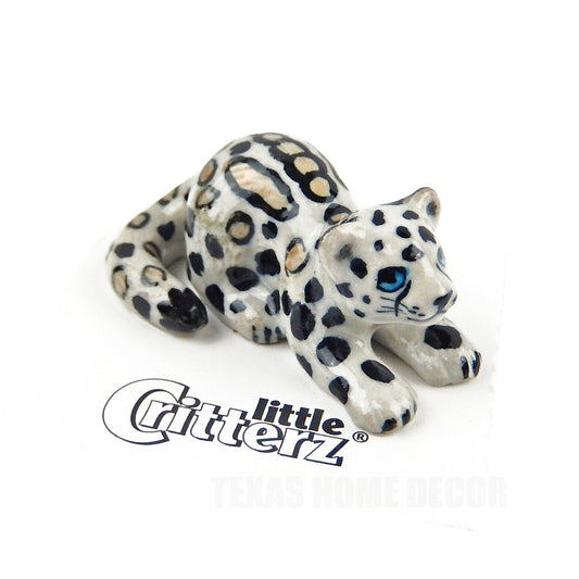 Little Critterz Miniature Collectors Snow Leopard Cub "King" Porcelain Figurine