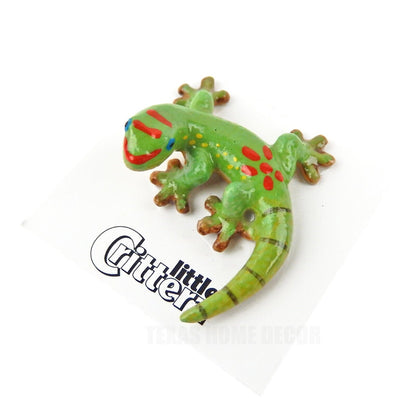 Little Critterz Miniature Collectors Day Gecko Green Lizard Porcelain Figurine