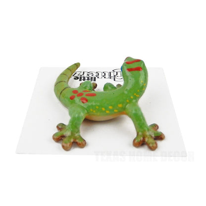 Little Critterz Miniature Collectors Day Gecko Green Lizard Porcelain Figurine