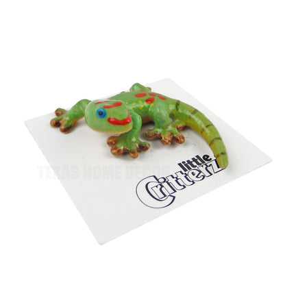 Little Critterz Miniature Collectors Day Gecko Green Lizard Porcelain Figurine