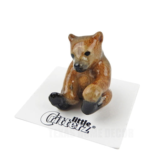 Little Critterz Miniature Collectors Brown Bear Cub "Bernie" Porcelain Figurine