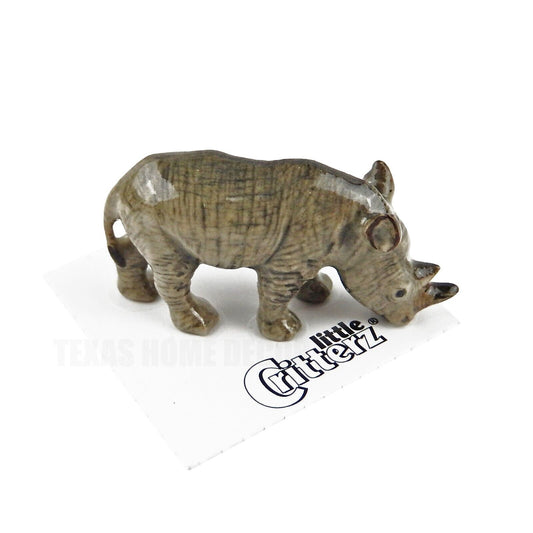 Little Critterz Miniature Collectors White Rhino "Zulu" Porcelain Figurine