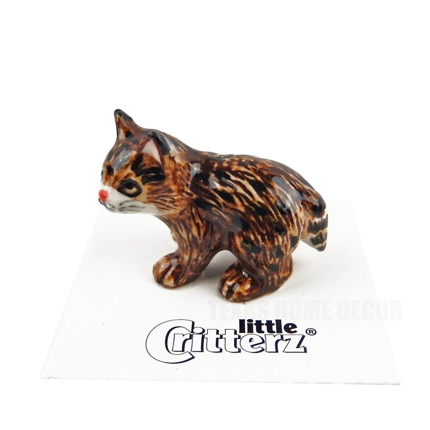 Little Critterz Miniature Collectors Bobcat Kitten "Whiskers" Porcelain Figurine