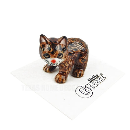 Little Critterz Miniature Collectors Bobcat Kitten "Whiskers" Porcelain Figurine