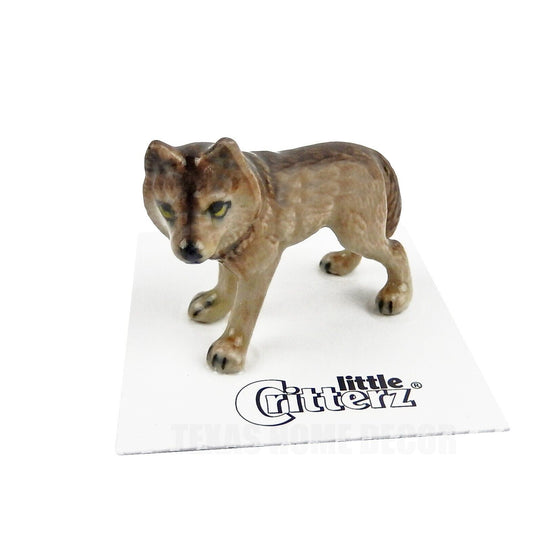 Little Critterz Miniature Collectors Gray Timber Wolf Animal Porcelain Figurine