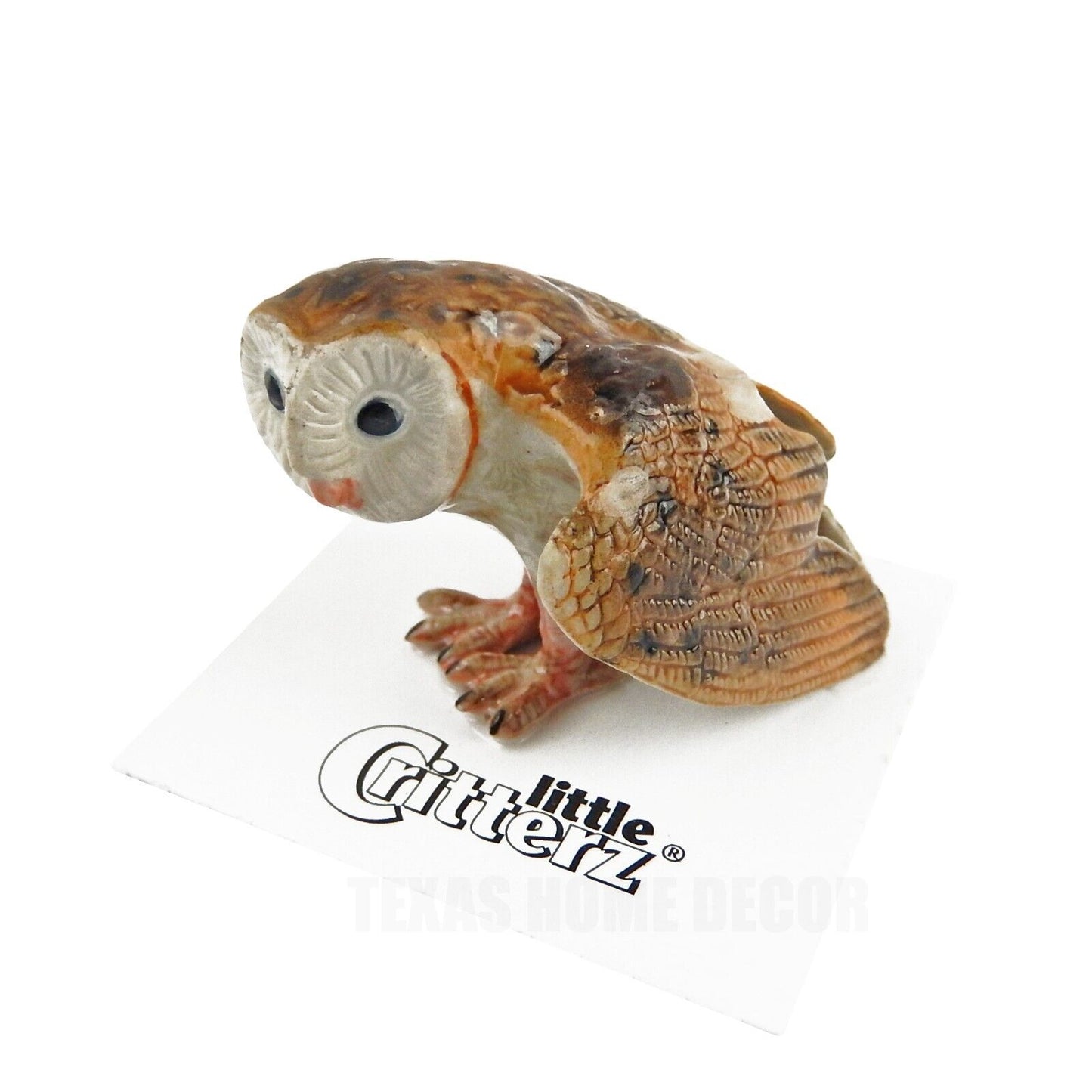 Little Critterz Miniature Collectors Barn Owl "Paleface" Bird Porcelain Figurine