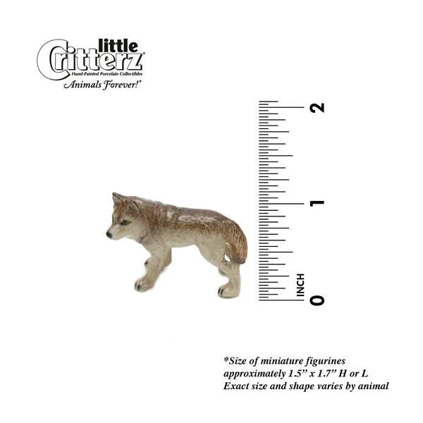 Little Critterz Miniature Collectors Gray Timber Wolf Animal Porcelain Figurine