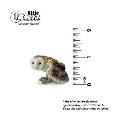 Little Critterz Miniature Collectors Barn Owl "Paleface" Bird Porcelain Figurine