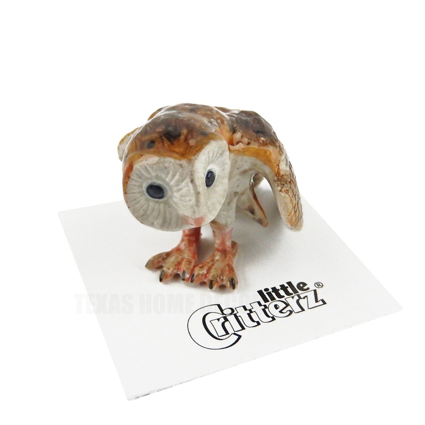 Little Critterz Miniature Collectors Barn Owl "Paleface" Bird Porcelain Figurine