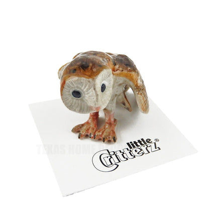 Little Critterz Miniature Collectors Barn Owl "Paleface" Bird Porcelain Figurine