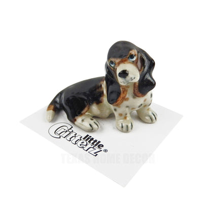 Little Critterz Miniature Collectors Basset Hound Dog Porcelain Figurine