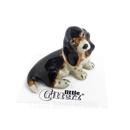 Little Critterz Miniature Collectors Basset Hound Dog Porcelain Figurine