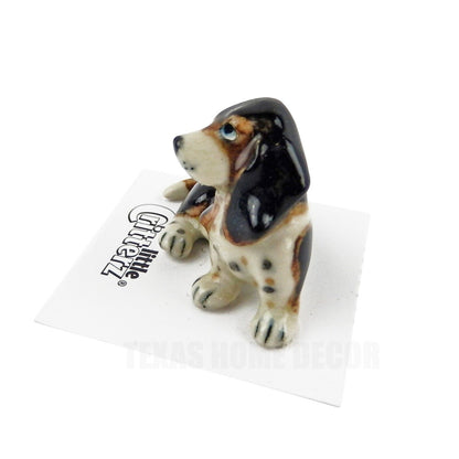 Little Critterz Miniature Collectors Basset Hound Dog Porcelain Figurine