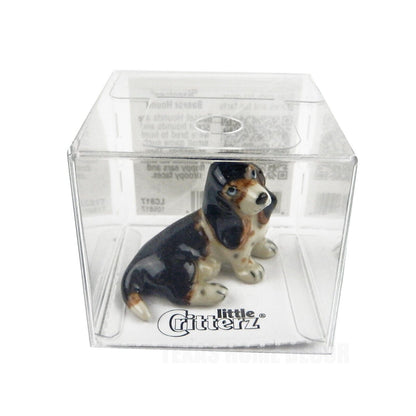 Little Critterz Miniature Collectors Basset Hound Dog Porcelain Figurine