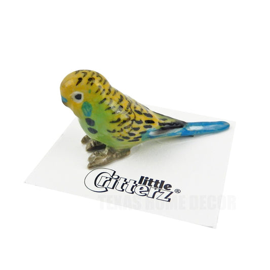 Little Critterz Miniature Collectors Green Parakeet Bird Porcelain Figurine