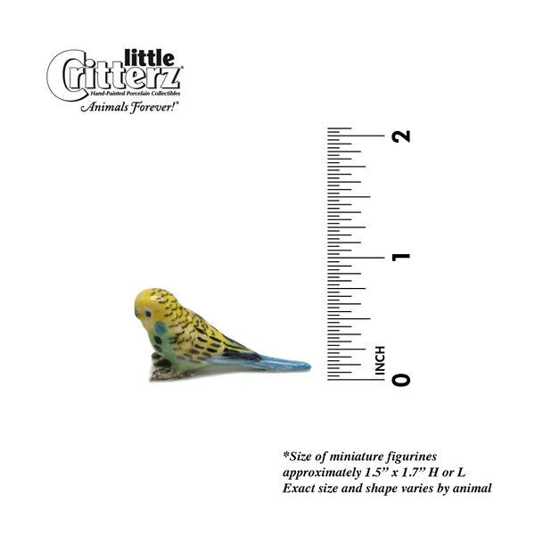 Little Critterz Miniature Collectors Green Parakeet Bird Porcelain Figurine