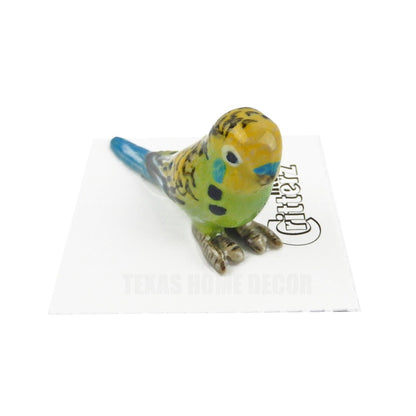 Little Critterz Miniature Collectors Green Parakeet Bird Porcelain Figurine