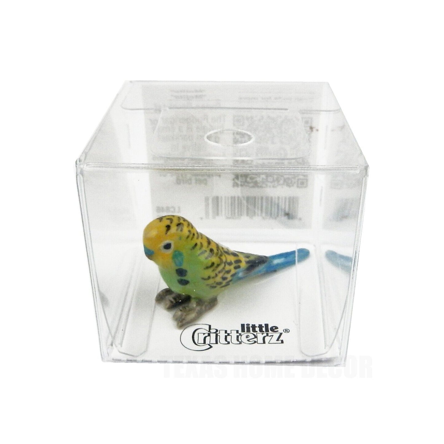 Little Critterz Miniature Collectors Green Parakeet Bird Porcelain Figurine