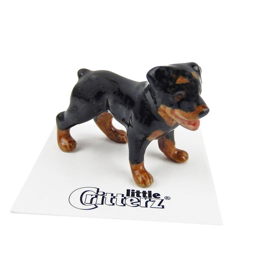 Little Critterz Miniature Collectors Rottweiler "Raina" Dog Porcelain Figurine