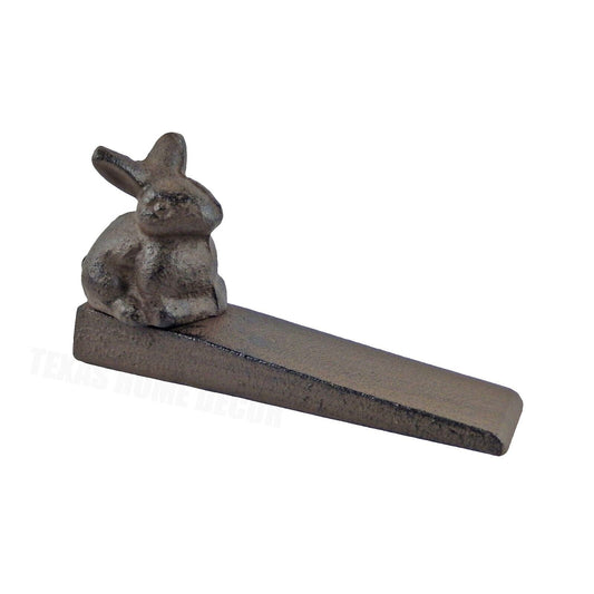 Bunny Rabbit Doorstop Wedge Cast Iron Rustic Antique Brown Finish Garden Decor