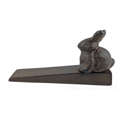 Bunny Rabbit Doorstop Wedge Cast Iron Rustic Antique Brown Finish Garden Decor