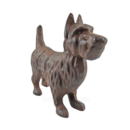 Scottie Dog Figurine Statue Cast Iron Rustic Brown Finish Doorstop 6.5" Tall