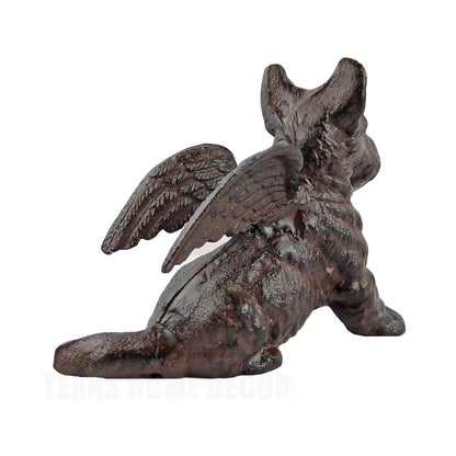 Scottie Dog Terrier Angel With Wings Cast Iron Figurine Pet Memorial Statue