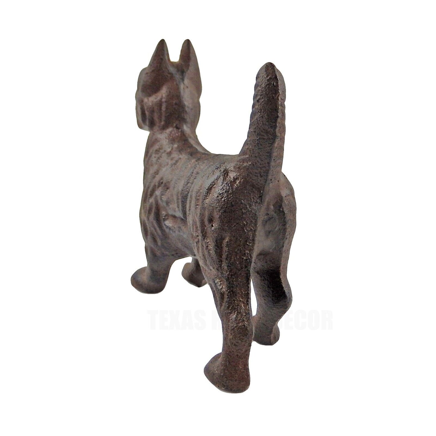 Scottie Dog Figurine Statue Cast Iron Rustic Brown Finish Doorstop 6.5" Tall