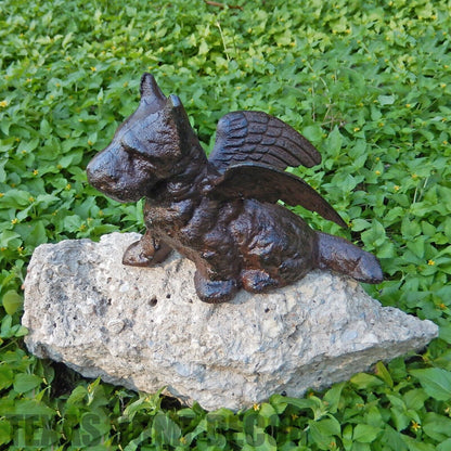 Scottie Dog Terrier Angel With Wings Cast Iron Figurine Pet Memorial Statue