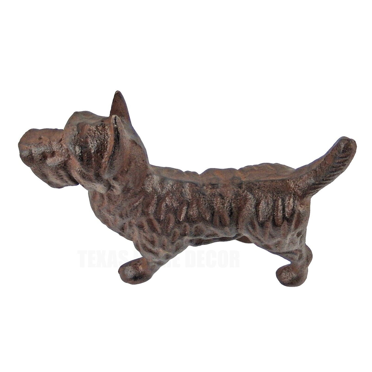 Scottie Dog Figurine Statue Cast Iron Rustic Brown Finish Doorstop 6.5" Tall