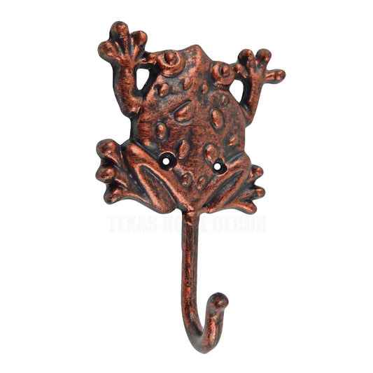 Metal Frog Wall Hook Cast Iron Key Towel Coat Hanger Rustic Copper Finish