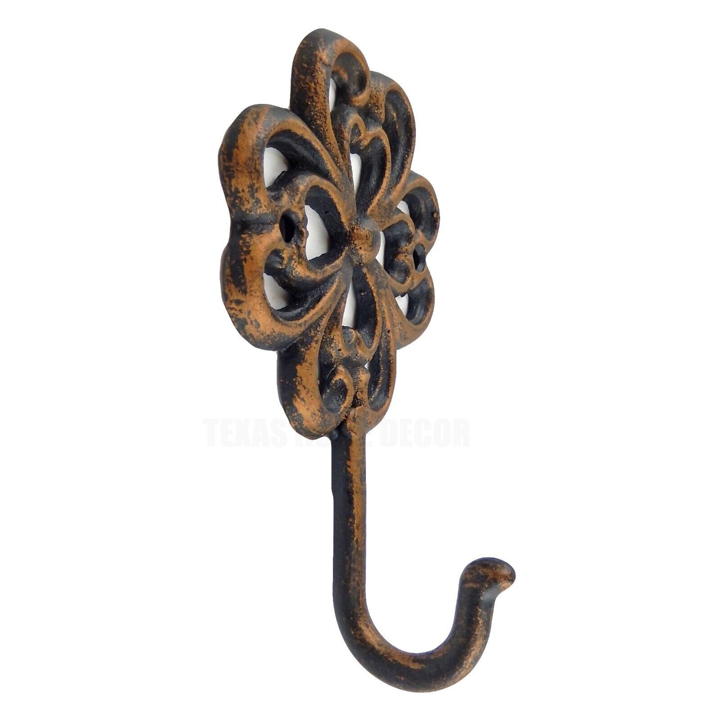 Metal Flower Wall Hook Cast Iron Key Towel Coat Hanger Rustic Bronze Finish