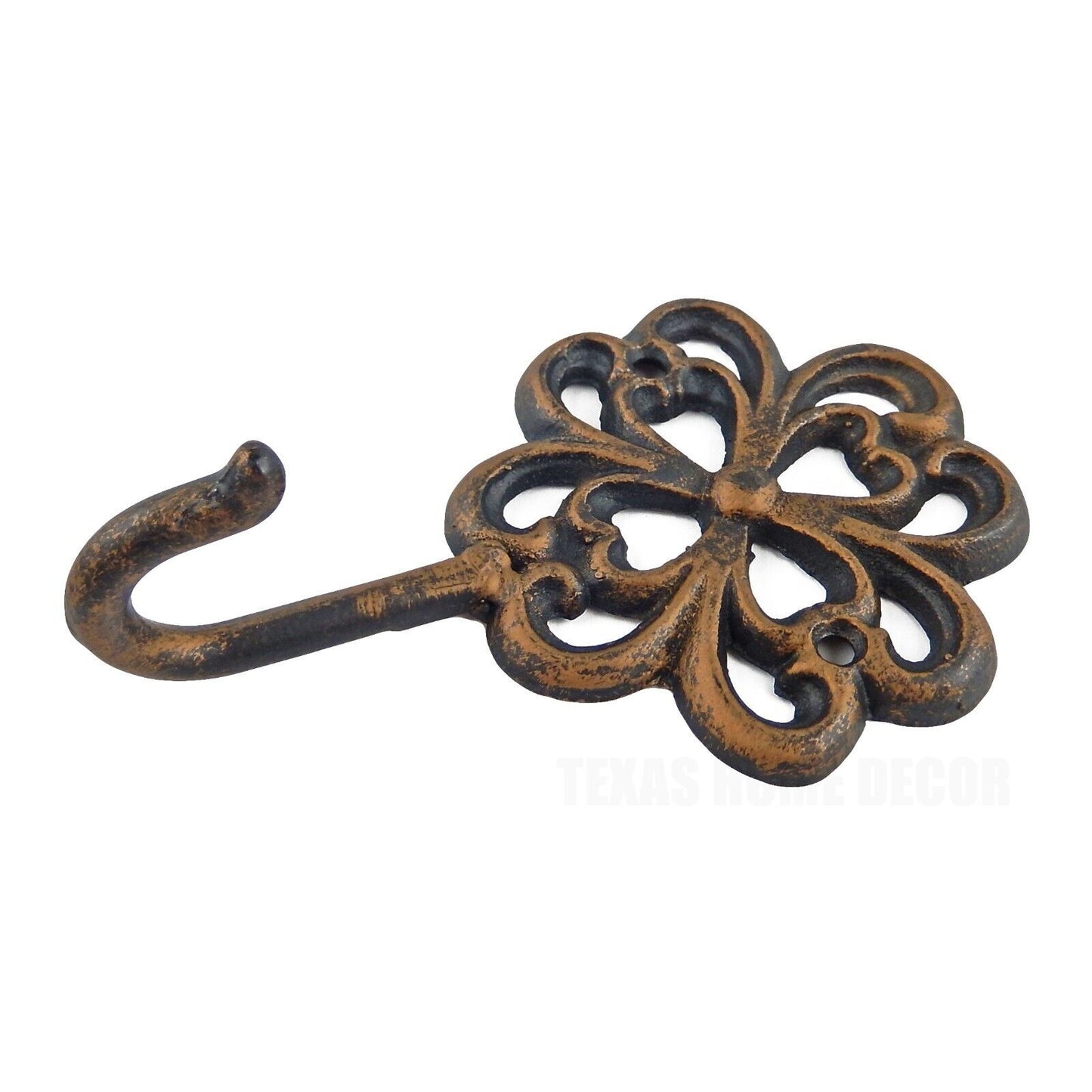 Metal Flower Wall Hook Cast Iron Key Towel Coat Hanger Rustic Bronze Finish