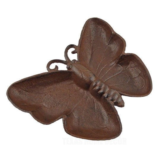 Large Cast Iron Butterfly Trinket Jewelry Key Dish Heavy Duty Antique Style