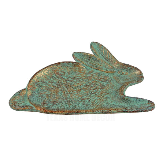 Bunny Rabbit Trinket Key Dish Jewelry Holder Heavy Duty Cast Iron Verdigris